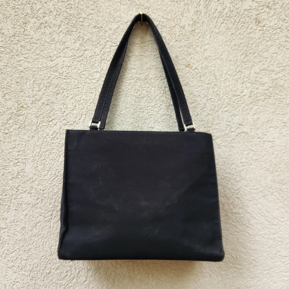 Kate Spade New York Sam Handbag Black Nylon Box Bag Double Handle Purse